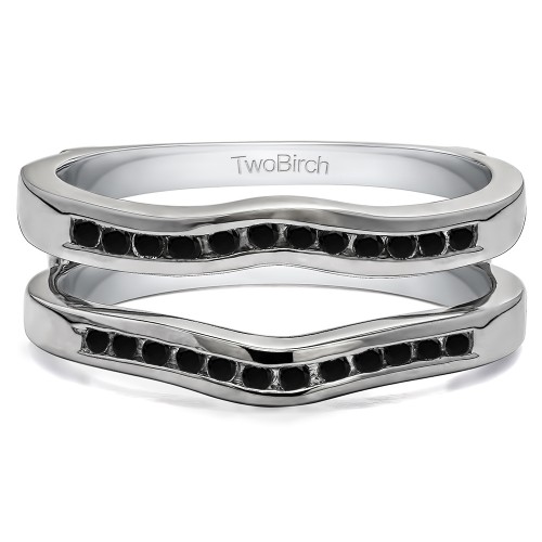 0.24 Ct. Black Stone Round Channel Set Curved Ring Guard