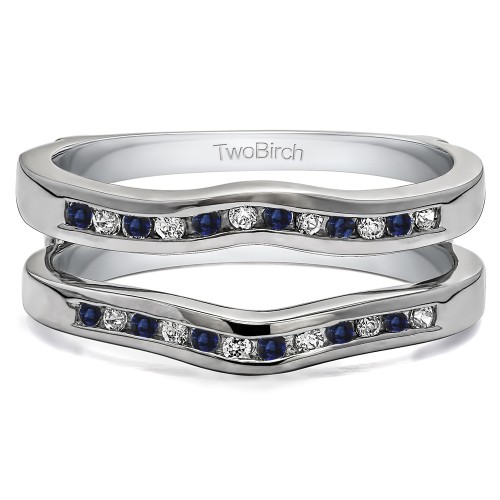 0.24 Ct. Sapphire and Diamond Round Channel Set Curved Ring Guard