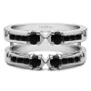 0.76 Ct. Black Stone Three Stone Ring Guard Enhancer