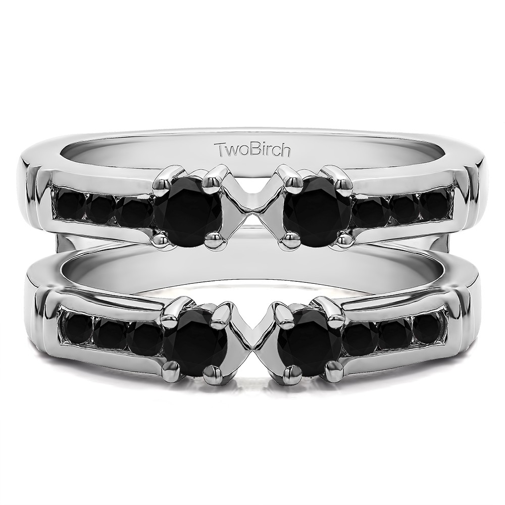 0.76 Ct. Black Stone Three Stone Ring Guard Enhancer