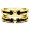 0.76 Ct. Black Stone Three Stone Ring Guard Enhancer in Yellow Gold