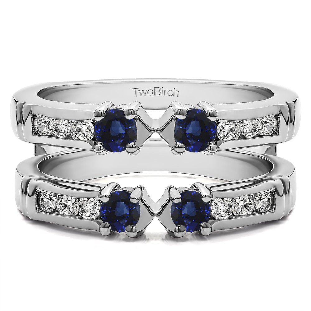 Sapphire and Diamond Three Stone Ring Guard Enhancer