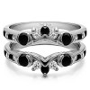 1.01 Ct. Black and White Stone Half Halo Prong and Channel Set Ring Guard