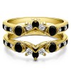 1.01 Ct. Black and White Stone Half Halo Prong and Channel Set Ring Guard in Yellow Gold