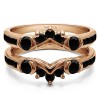 1.01 Ct. Black Stone Half Halo Prong and Channel Set Ring Guard in Rose Gold