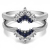 0.37 Ct. Sapphire and Diamond Double Row Round Prong Set Ring Guard