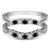 .50 Ct. Black and White Stone Double Shared Prong Contour Ring Guard