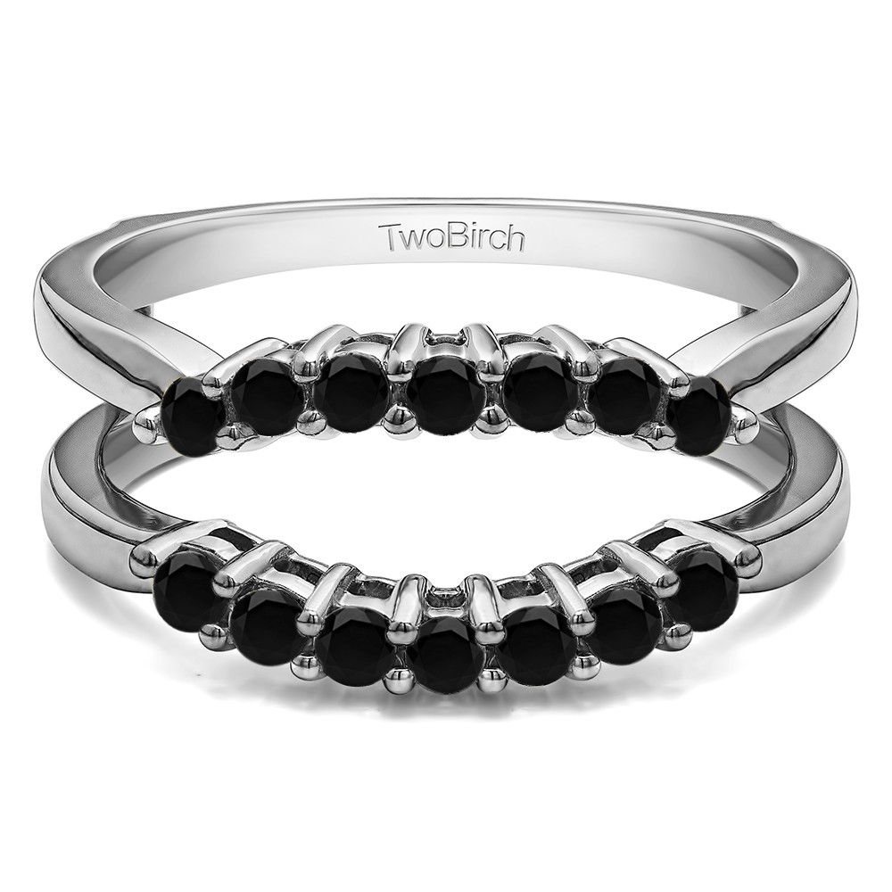 .50 Ct. Black Stone Double Shared Prong Contour Ring Guard