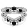 0.26 Ct. Black and White Stone Round Chevron Ring Guard Enhancer