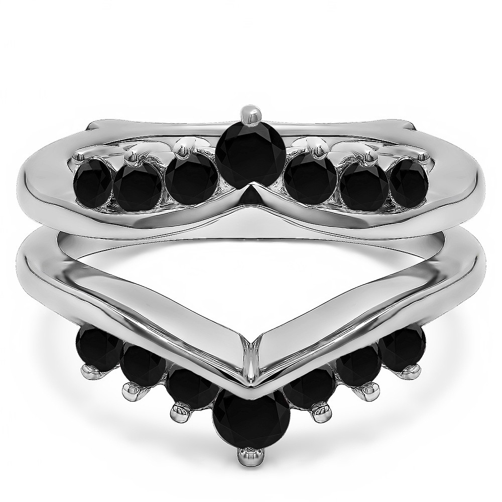 0.26 Ct. Black Stone Round Chevron Ring Guard Enhancer