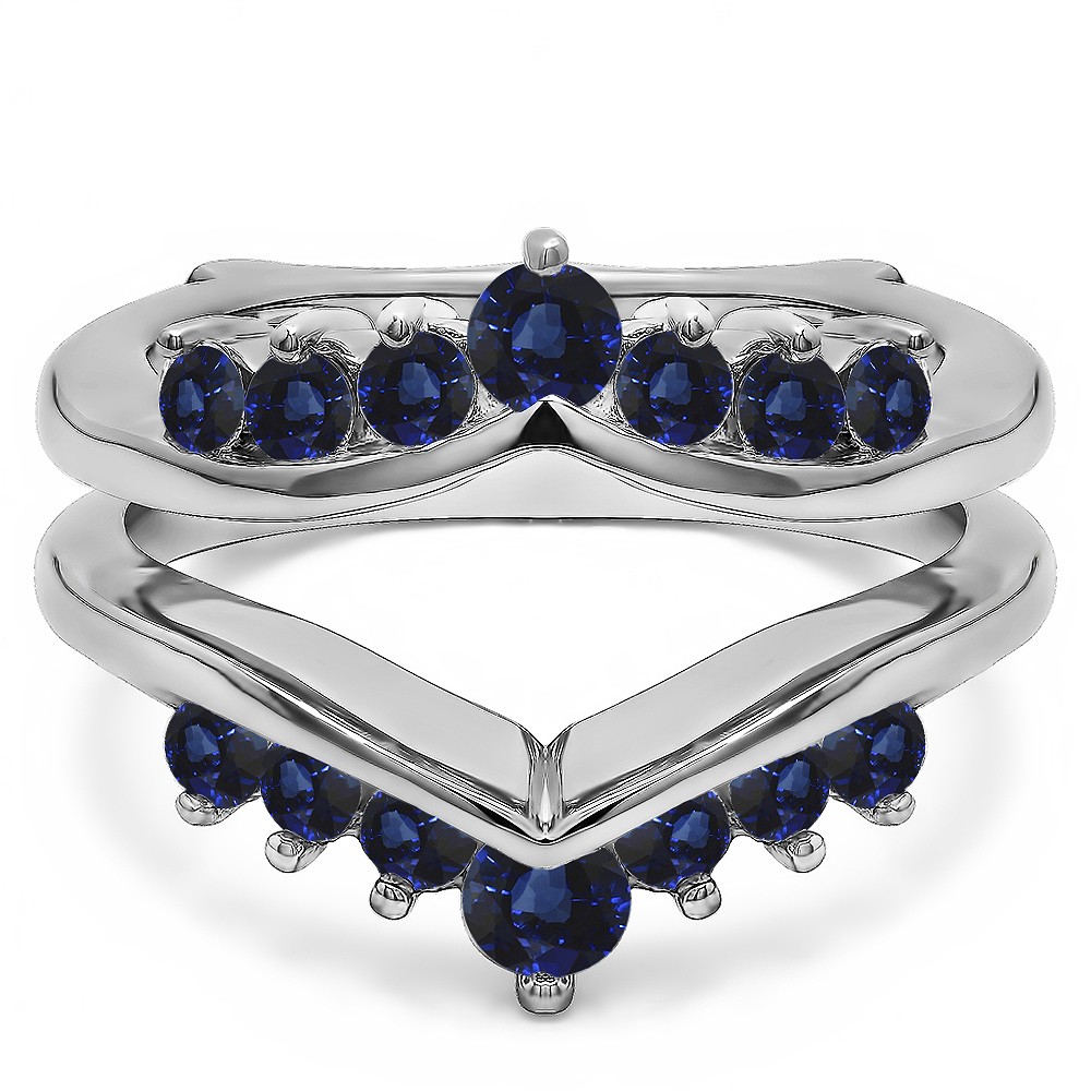 0.26 Ct. Sapphire Round Chevron Ring Guard Enhancer
