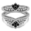 0.52 Ct. Black and White Stone X Bypass Triple Row Anniversary Ring Guard