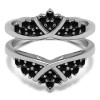 0.52 Ct. Black Stone X Bypass Triple Row Anniversary Ring Guard