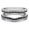 0.51 Ct. Black and White Stone Round Double Row Pave Set Curved Ring Guard