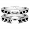 0.24 Ct. Black and White Stone Princess Cut Channel Cathedral Ring Guard
