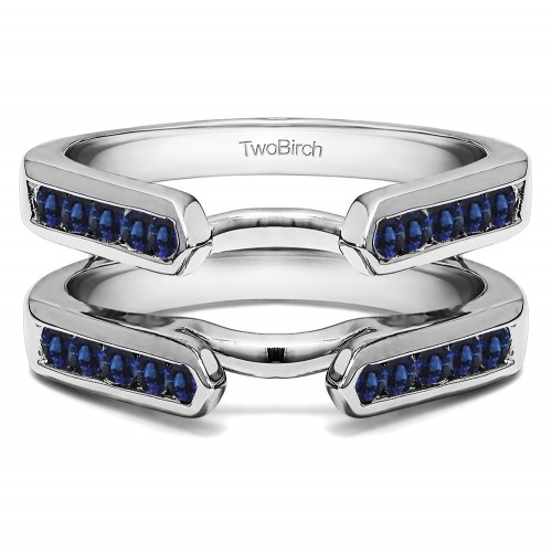 0.24 Ct. Sapphire Princess Cut Channel Cathedral Ring Guard