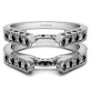 0.55 Ct. Black and White Stone Millgrained Round Cathedral Ring Guard