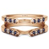0.3 Ct. Sapphire and Diamond Cathedral Round Shared Prong Ring Guard in Rose Gold