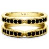 0.36 Ct. Black Stone X Shared Prong Jacket Ring Guard in Yellow Gold