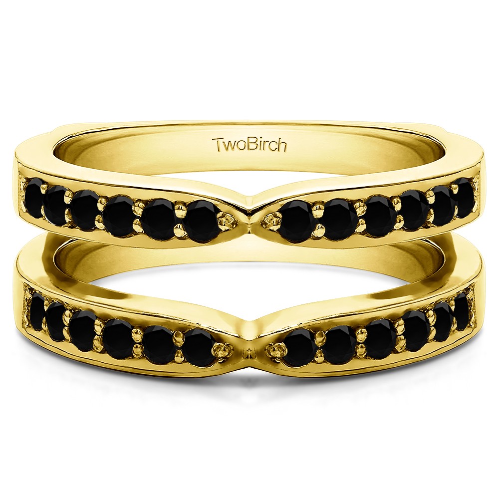 0.36 Ct. Black Stone X Shared Prong Jacket Ring Guard in Yellow Gold