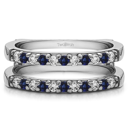 0.51 Ct. Sapphire and Diamond Double Shared Prong Straight Ring Guard