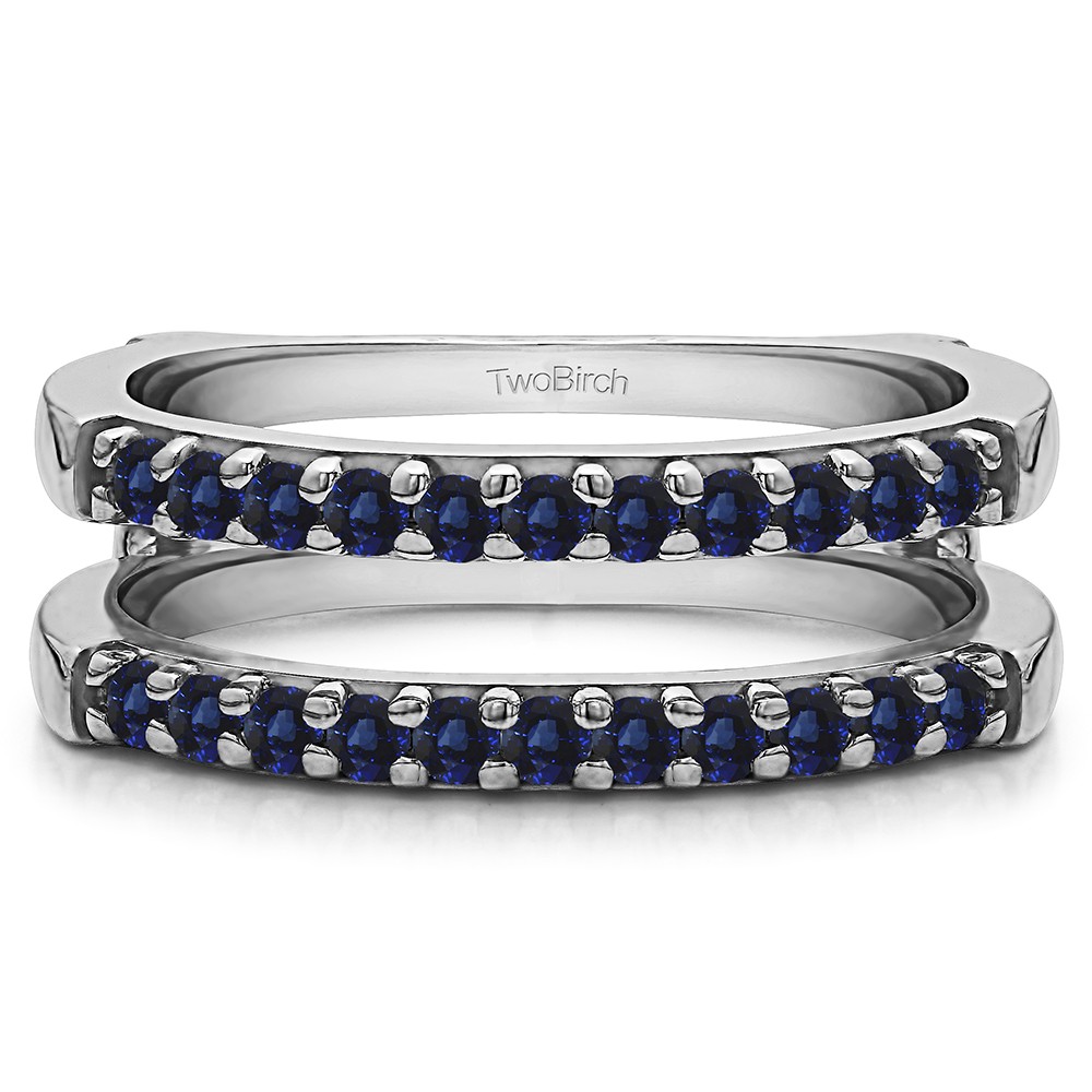 0.51 Ct. Sapphire Double Shared Prong Straight Ring Guard