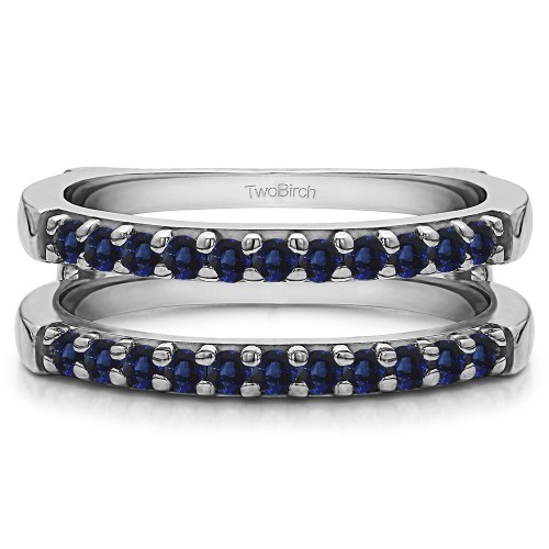 0.51 Ct. Sapphire Double Shared Prong Straight Ring Guard