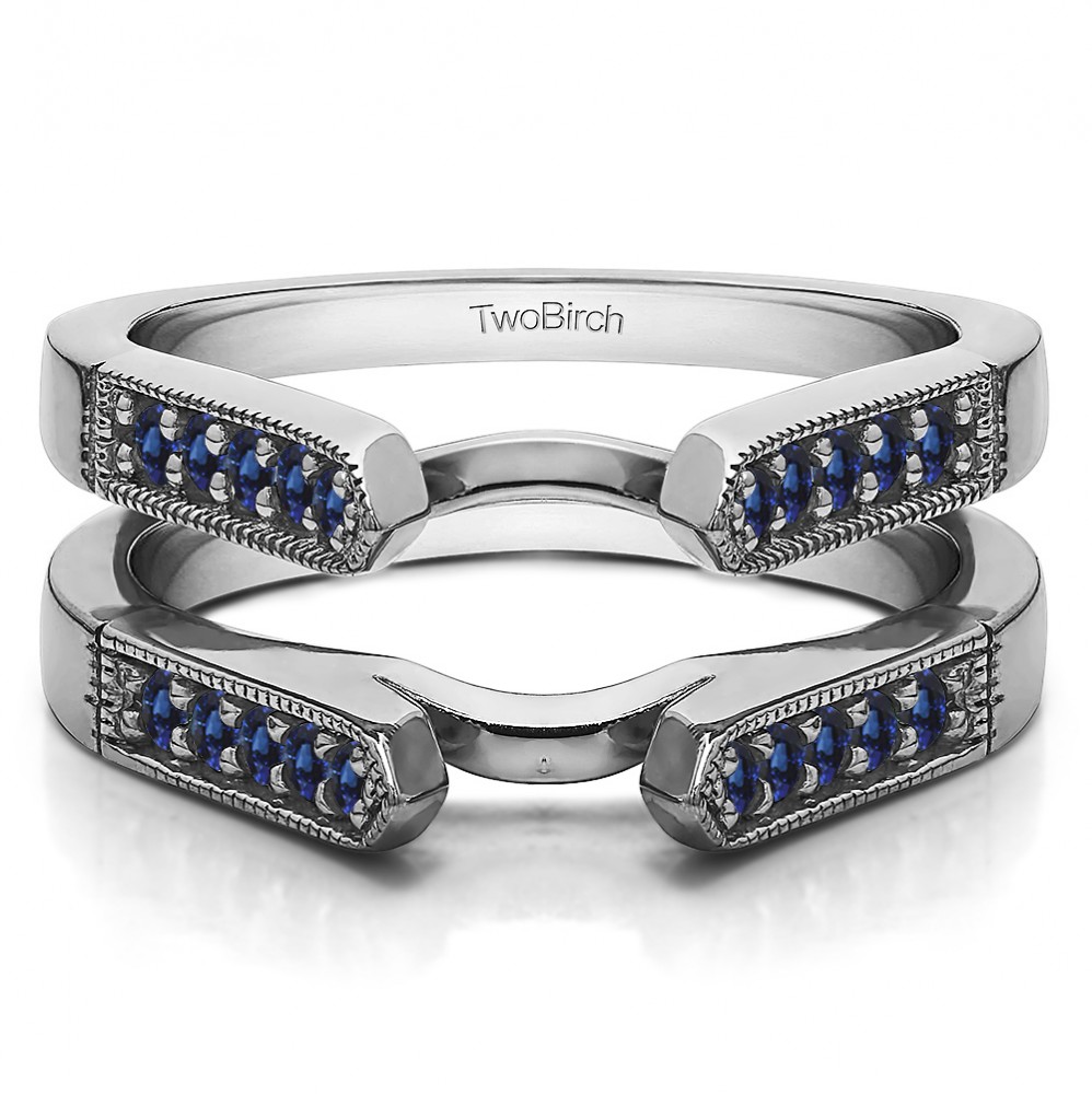 0.4 Ct. Sapphire Millgrained Edge Cathedral Ring Guard