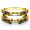 0.4 Ct. Sapphire Millgrained Edge Cathedral Ring Guard in Yellow Gold