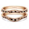 0.44 Ct. Black and White Stone Contour Ring Guard Enhancer Wedding Band in Rose Gold