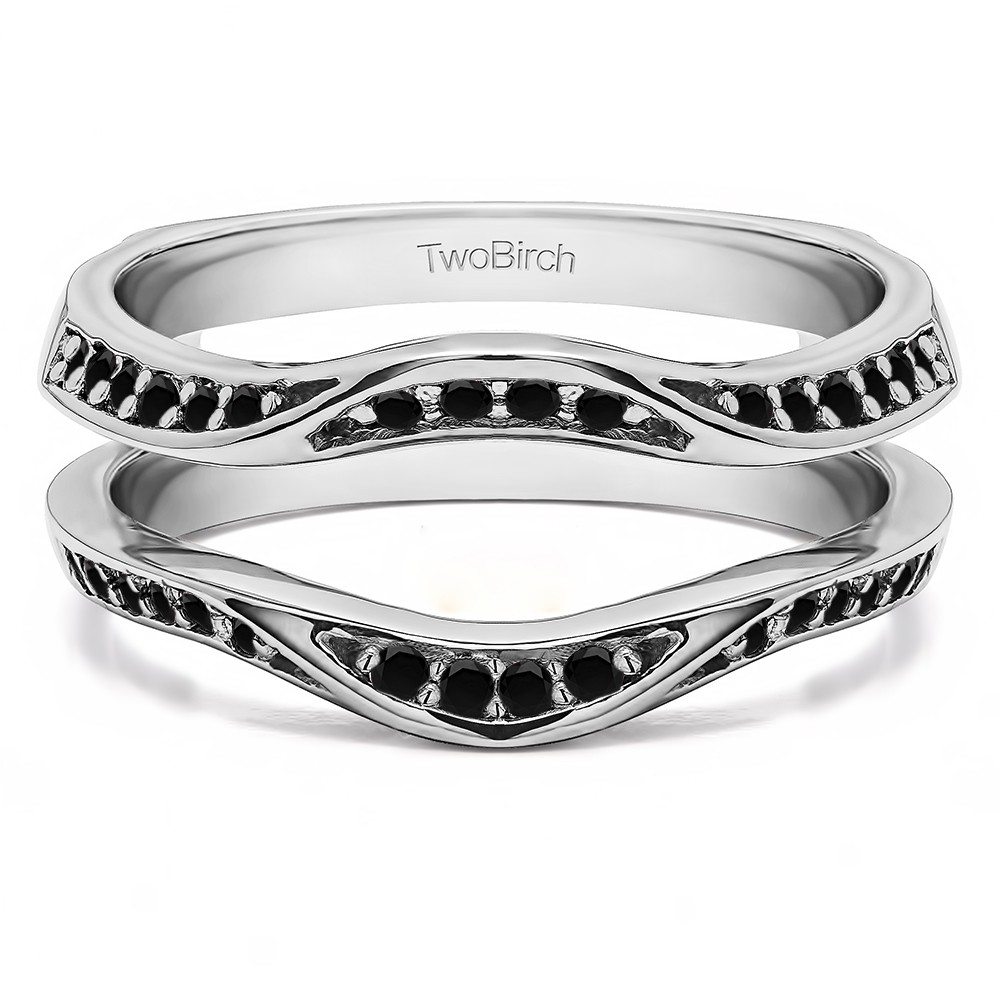 Black Stone Contour Ring Guard Enhancer Wedding Band