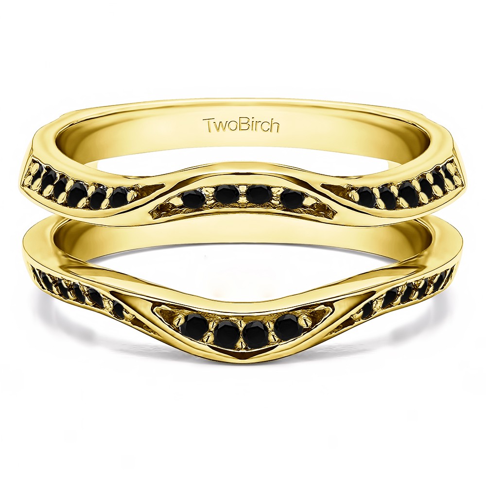 Black Stone Contour Ring Guard Enhancer Wedding Band