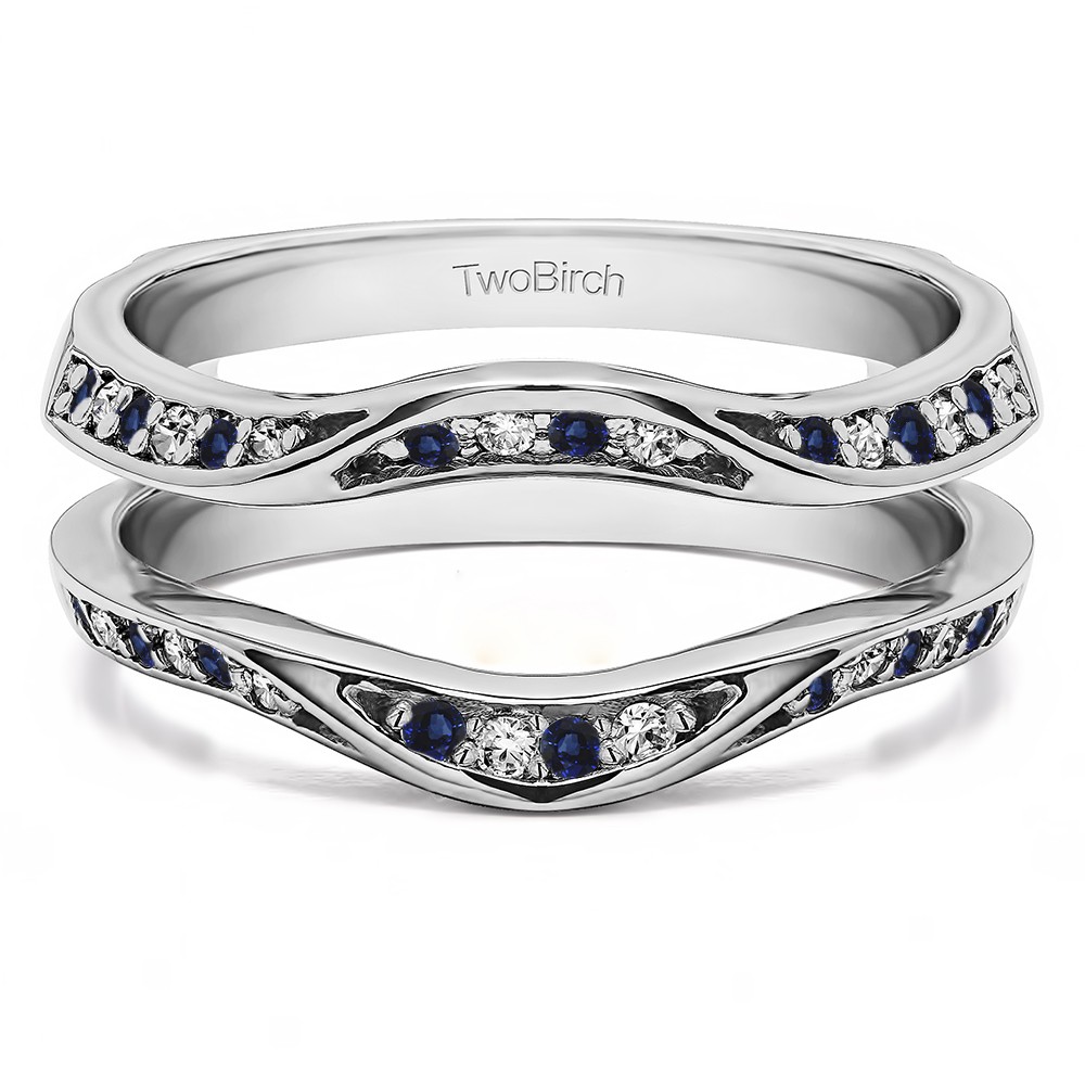 0.44 Ct. Sapphire and Diamond Contour Ring Guard Enhancer Wedding Band