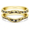 0.44 Ct. Sapphire and Diamond Contour Ring Guard Enhancer Wedding Band in Yellow Gold