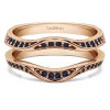 0.44 Ct. Sapphire Contour Ring Guard Enhancer Wedding Band in Rose Gold