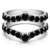 0.74 Ct. Black Stone Graduated Shared Prong Contour Ring Guard