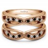 0.24 Ct. Black and White Stone Criss Cross Anniversary Jacket Ring Guard  in Rose Gold