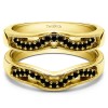 0.26 Ct. Black Stone Prong in Channel Curved Ring Guard Enhancer  in Yellow Gold
