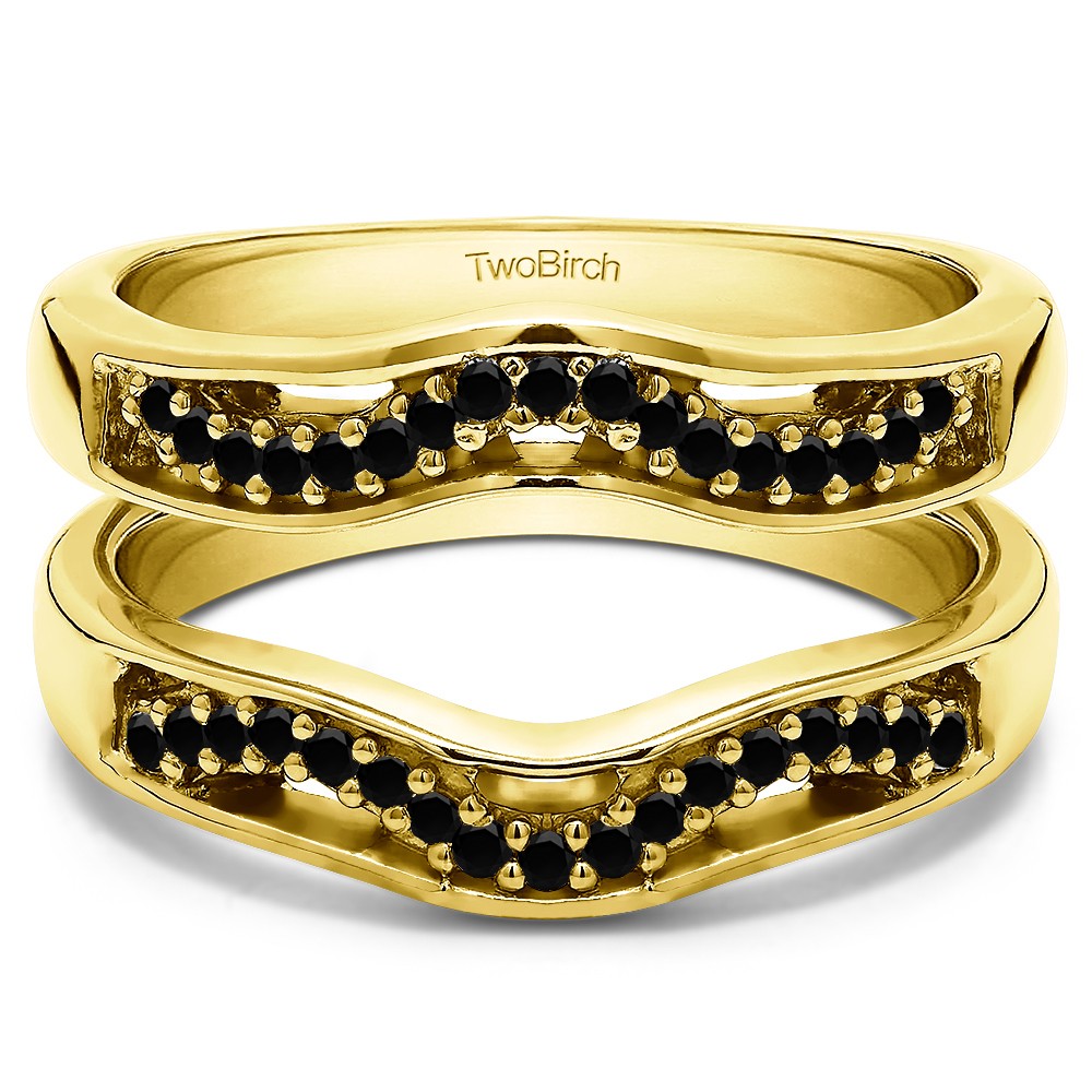 0.26 Ct. Black Stone Prong in Channel Curved Ring Guard Enhancer  in Yellow Gold
