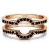 0.38 Ct. Black Stone Round Halo Wedding Ring Guard in Rose Gold