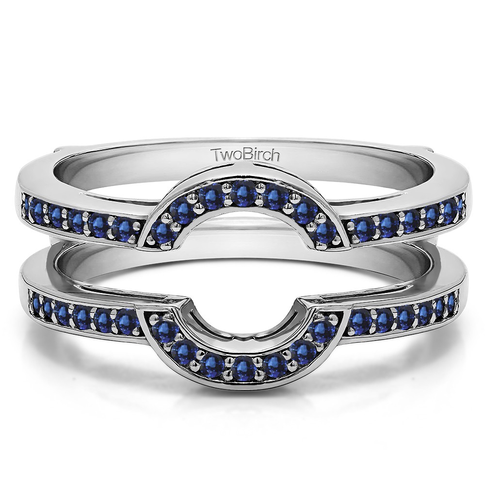 0.38 Ct. Sapphire Round Halo Wedding Ring Guard
