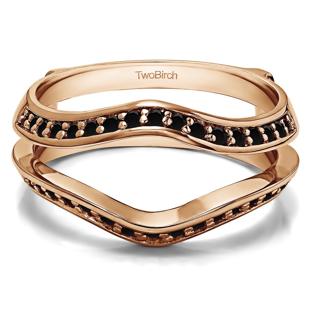 0.34 Ct. Black Stone Open Knife Edge Wedding ring guard in Rose Gold