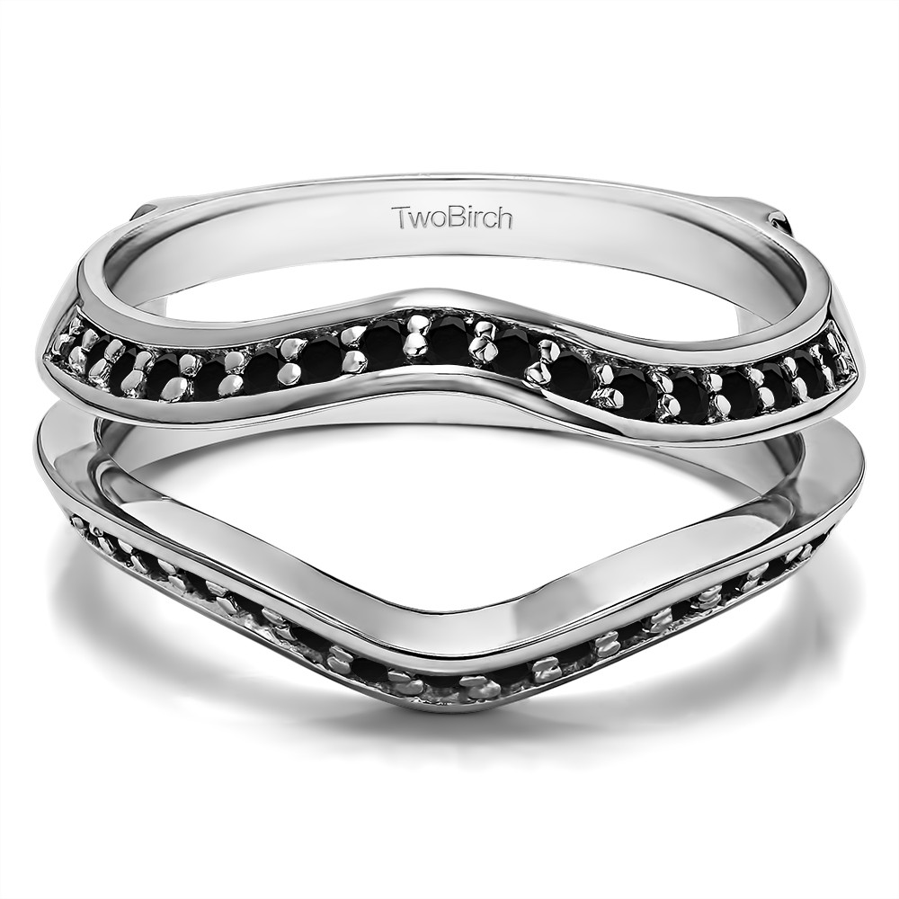 0.34 Ct. Black Stone Open Knife Edge Wedding ring guard