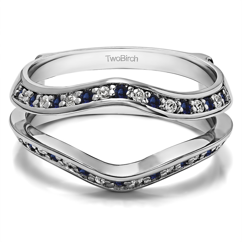 0.34 Ct. Sapphire and Diamond Open Knife Edge Wedding ring guard