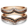 0.5 Ct. Black and White Stone Double Row Chevron Ring Guard in Rose Gold