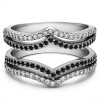 0.5 Ct. Black and White Stone Double Row Chevron Ring Guard