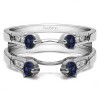 0.75 Ct. Sapphire and Diamond Cathedral Three Stone Ring Guard