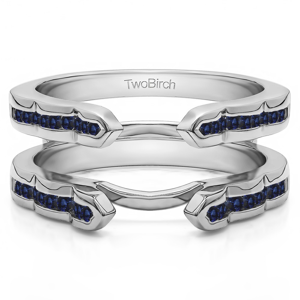 0.4 Ct. Sapphire Wave Cathedral Channel Set Ring Guard