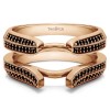 0.4 Ct. Black Stone Double Row Cathedral Ring Guard in Rose Gold