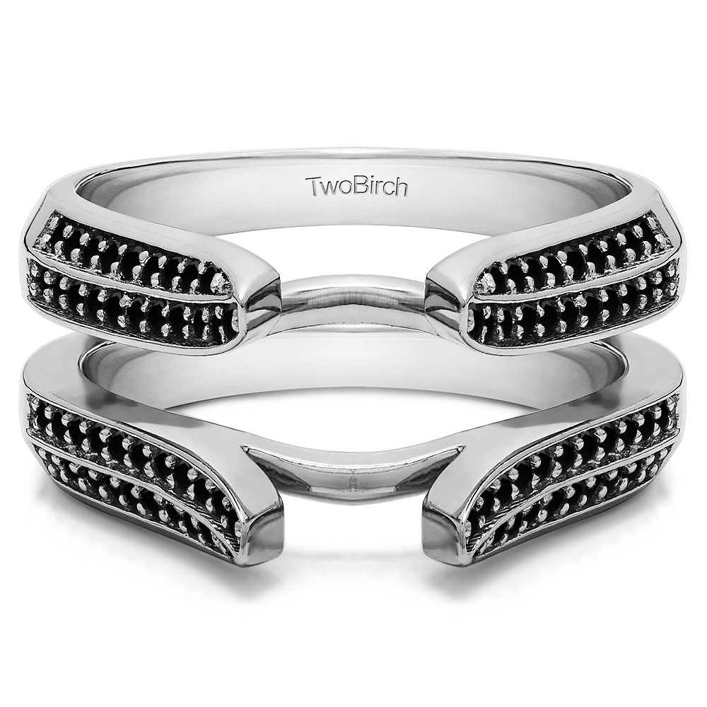 0.4 Ct. Black Stone Double Row Cathedral Ring Guard